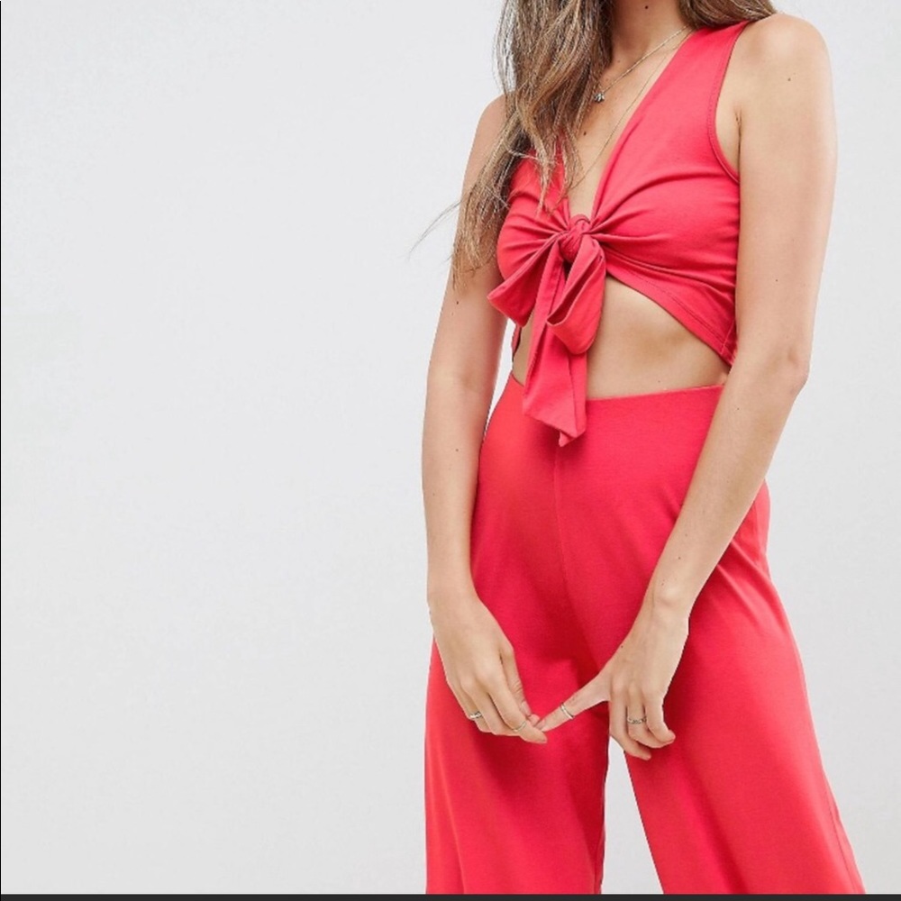 ASOS tie front cutout jumpsuit